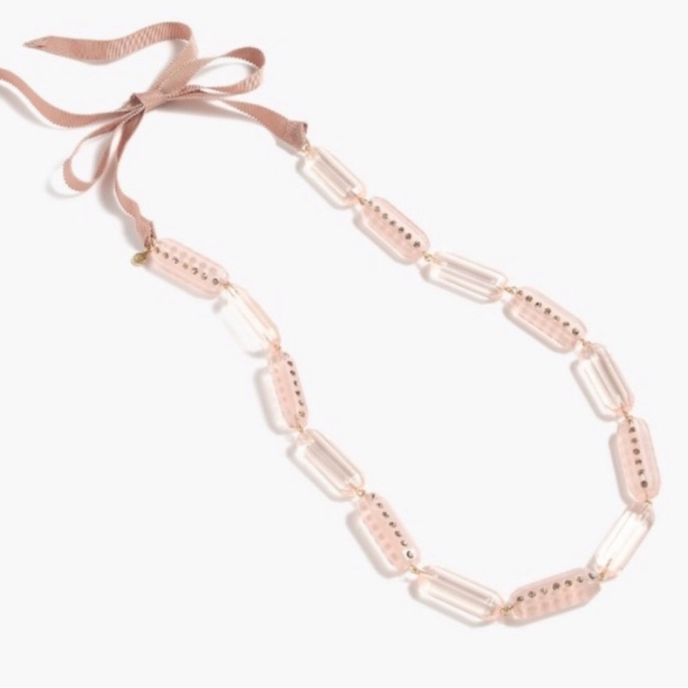 J Crew Blush Lucite and Pave Necklace